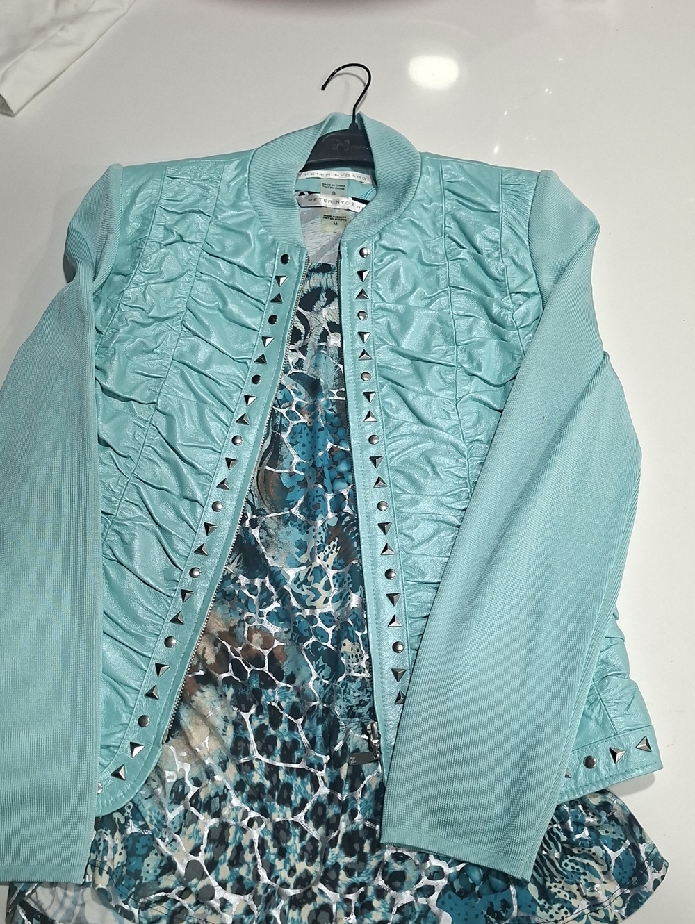 Peter NYGARD Y2KLight Teal Women’s Stud-Trim Jacket